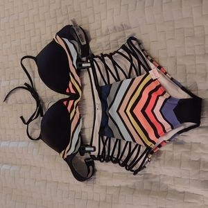 PINK Victoria's Secret bikini LIKE NEW size L tie top, high waist bottom